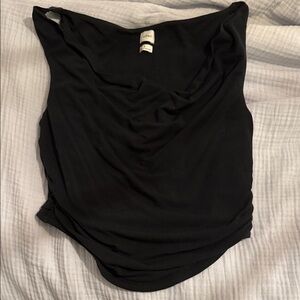 Aritzia Black Drape Neck Blouse
